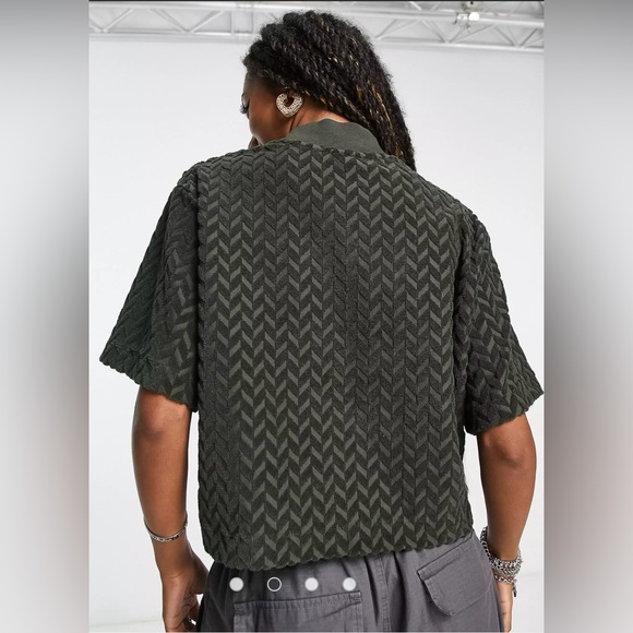 Nike Everyday Modern Plus fleece jacquard boxy t-shirt in sequoia green - Picture 3 of 4
